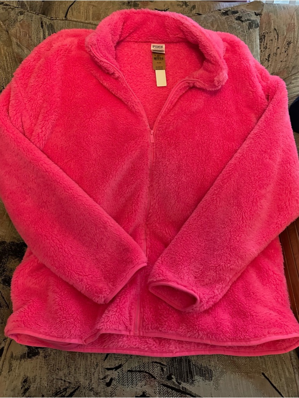 VS PINK Hot Pink Sherpa Zip Up
